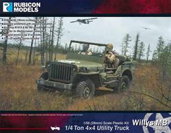 Nicely detailed kit for the widely used US Army Willys MB Jeep 1/4ton 4 wheel drive utility vehicle, used as a light truck, staff car, command and reconnaissance vehicle and often fitted with a heavy machine gun to provide fire support/suppression in all theatres.Number of Parts: 69 pieces / 1 sprue + 2 multi-slide parts + 2 figure sprues