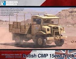 This kit builds a model of the British CMP 15cwt cargo truck, a type made in Canada for British and allied commonwealth forces which saw service in campaigns and on the home fronts across the world. Optional open or closed hatches and tarpaulin covers are supplied.Number of Parts: 57 pieces / 2 sprues + 1 cab body + 1 tarpaulin top