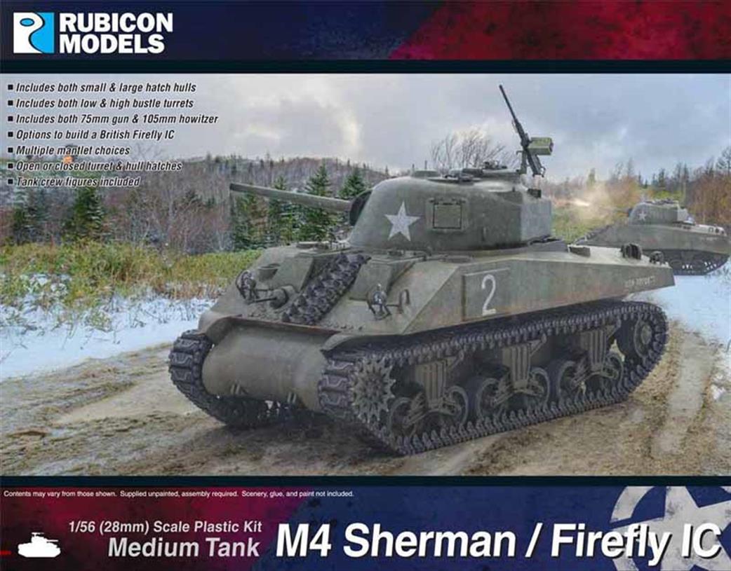 Rubicon Models 1/56 28mm 280060 Allied M4 Sherman Firefly 1C Tank Plastic Model Kit