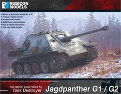 Based on the Panther chassis the SdKfz173 Jagdpanther was a heavily armoured tank destroyer with the long barrelled 88mm PaK 43/3 gun mounted in the hull. This kit allows either the Ausf G1 or Ausf G2 versions to be built with choices of three mantlets and two gun barrels.