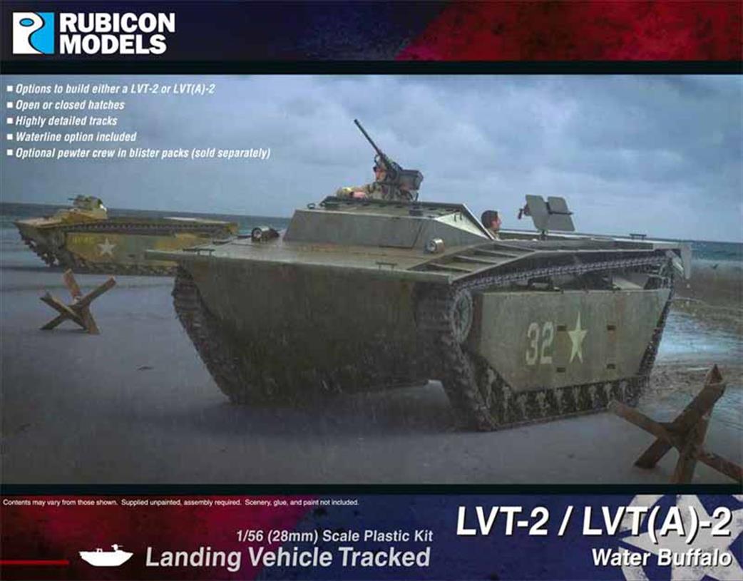 Rubicon Models 1/56 28mm 280067 US LVT-2 / LVT(A)-2 Water Buffalo Tracked Landing Vehicle Plastic Model Kit