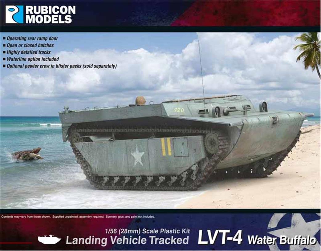 Rubicon Models 1/56 28mm 280068 US LVT-4 Water Buffalo Tracked Landing Vehicle Plastic Model Kit