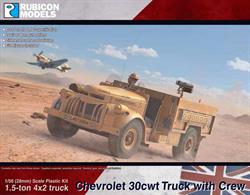 Detailed model kit building a 1:56 scale Chevrolet 30cwt truck, based on the vehicles operated by the British Long Range Desert Group (LRDG), a covert reconnaissance unit operating in North African desert during WW2.