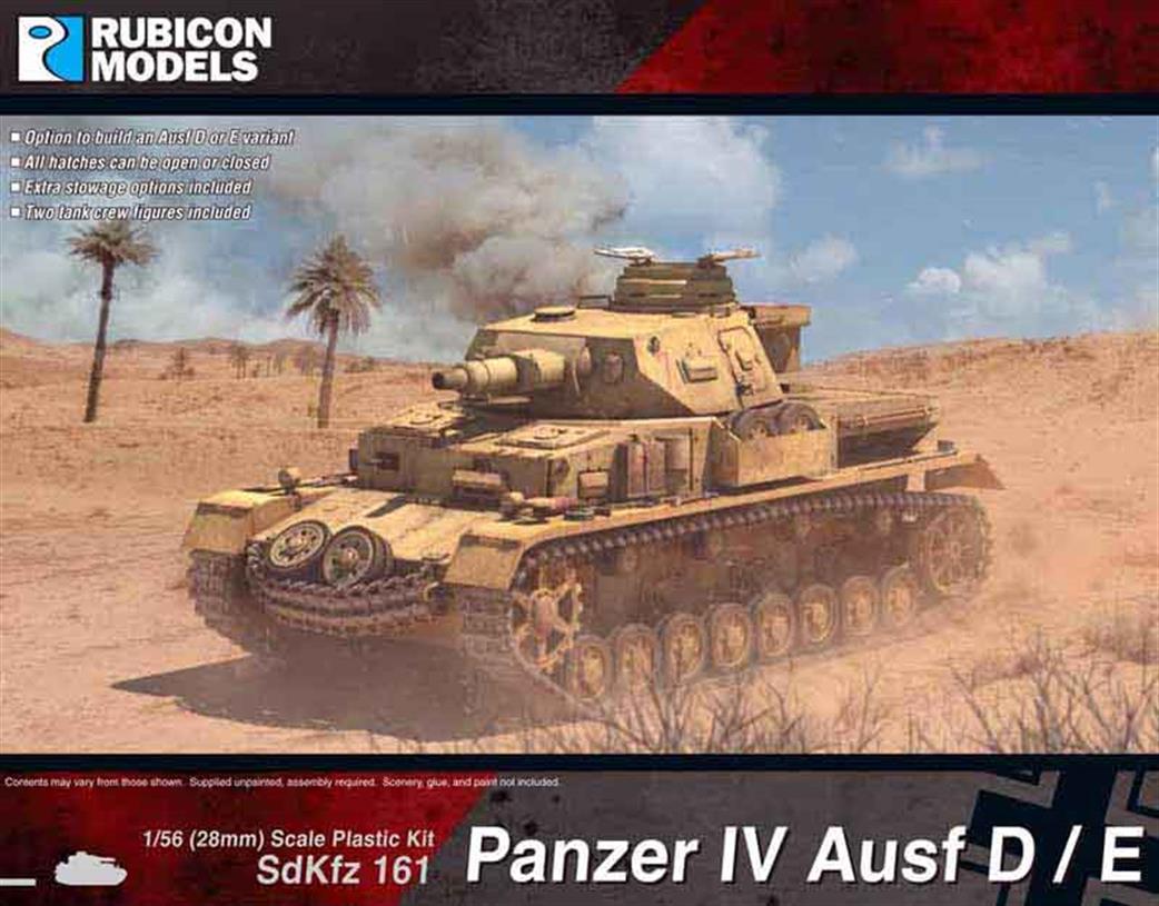 Rubicon Models 1/56 28mm 280076 German Panzer IV Ausf D / E Tank Plastic Model Kit