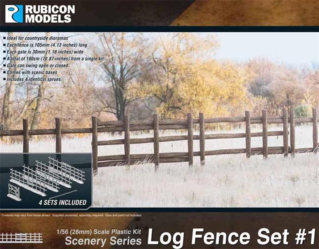 Rubicon Models 1/56 28mm 283001 Log Fence Set Plastic Model Kit