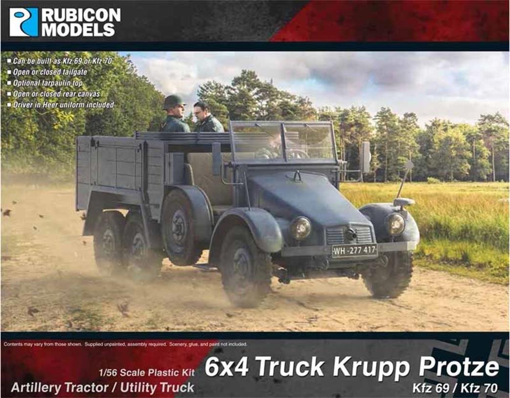 Rubicon Models 280082 German Krupp Protze Kfz 69/70 6x4 Truck Plastic Model Kit 1/56 28mm