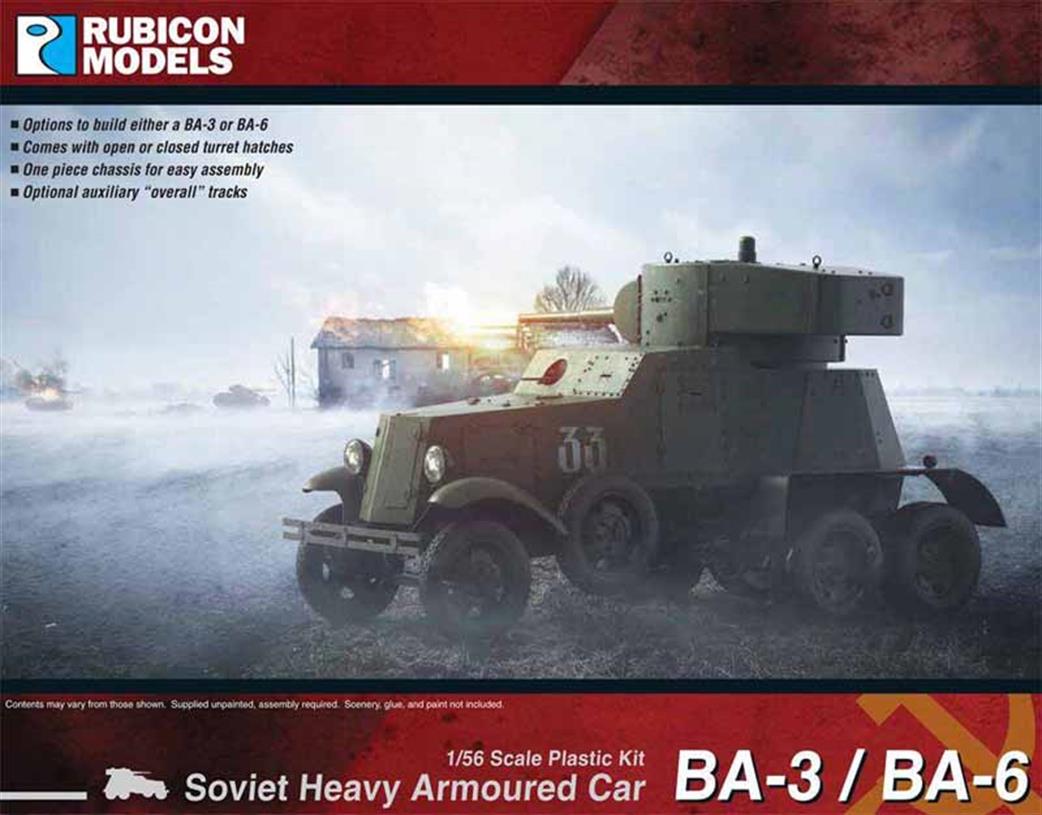 Rubicon Models 1/56 28mm 280084 Soviet BA-3 / BA-6 Heavy Armoured Car Plastic Model Kit