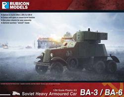 Detailed plastic kit building a model of a Soviet Ba-3 or BA-6 heavy armoured car used mainly in the Finland 'Winter War' campaign and in early engangements with German and Japanese forces. Number of Parts: 47 pieces / 1 sprue + 1 cab body