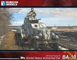 Detailed plastic kit building a model of a Soviet BA-10 heavy armoured car, the most produced Soviet pre-1941 heavy armored car with 3,311 built in three versions. Number of Parts: 50 pieces / 1 sprue + 1 cab body + 1 turret