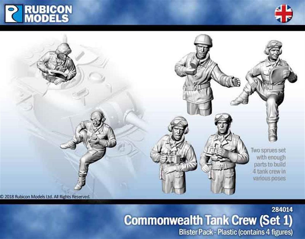 Rubicon Models 284014 Commonwealth Tank Crew Figure Set Plastic Model Kit 1/56 28mm