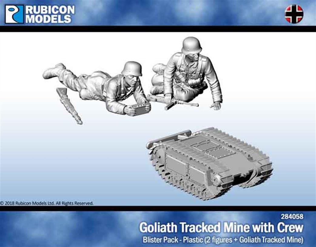 Rubicon Models 284058 German Goliath Tracked Mine with Crew Figures Plastic Model Kit 1/56 28mm