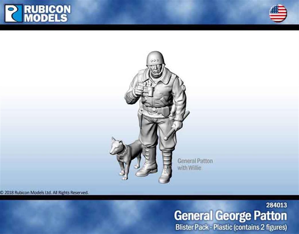Rubicon Models 1/56 28mm 284013 General George Patton with Willie Plastic Figure Set