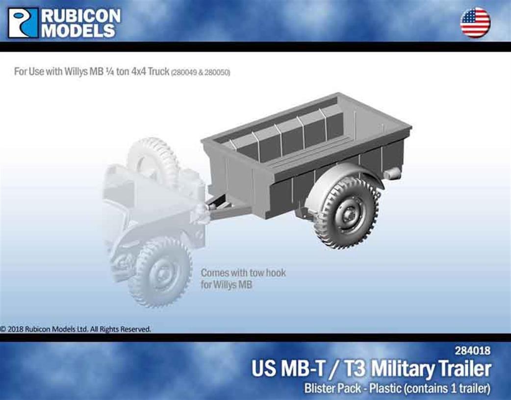 Rubicon Models 284018 US MB-T/T3 Trailer for Jeep Plastic Model Kit 1/56 28mm