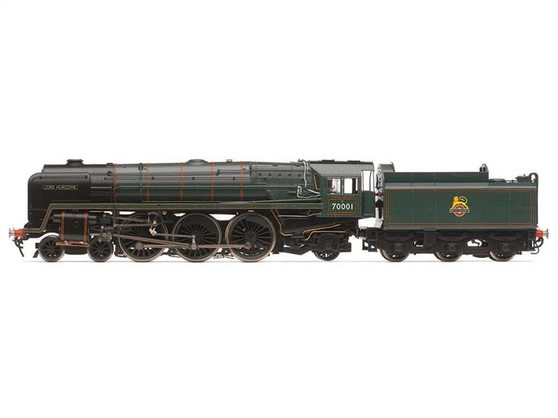 Highly detailed model of British Railways standard class 7MT 4-6-2 Britannia class pacific locomotive 70013 Oliver Cromwell finished in the early BR lined green livery with lion over wheel emblem.70013 Oliver Cromwell was one of the last steam locomotives in regular BR service, hauling farewell to steam railtour trains and now preserved as part of the national collection.