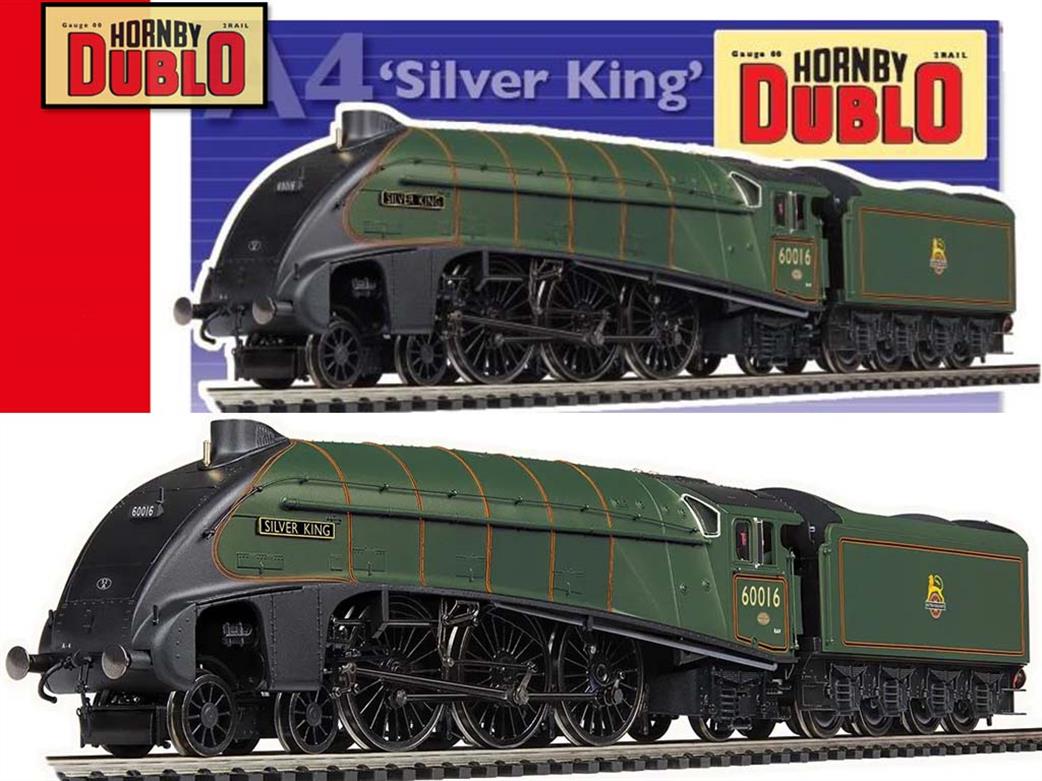 Hornby R30349 Dublo BR 60016 Silver King Streamlined Class A4 Pacific Lined Green Early Emblem OO
