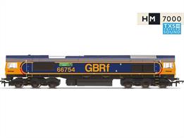 Our No. 66754 model is painted in the classic GBRf blue livery. It includes two etched nameplates of ‘Northampton Saints’. This model is fitted with the Hornby HM7000 21-Pin DCC sound decoder with Class 66 HM7000 sound profile. The accessory bag contains a pair of snow ploughs, four vac pipes and two moulded coupling links.