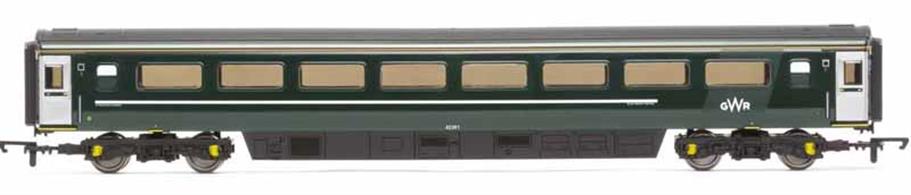 Model of GWR green liveried Mk3 HST TSO standard class coach 42361.