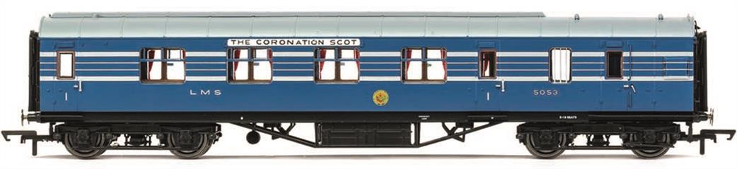 Hornby R40052 LMS Coronation Scot BFK Brake First Class Coach 5053 Coronation Scot Blue OO