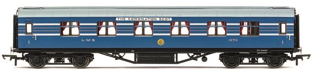 Hornby R40053 LMS Coronation Scot FK First Class Corridor Coach 1070 Coronation Scot Blue Livery OO