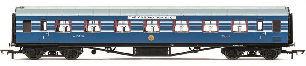 Hornby R40055 LMS Coronation Scot RFO Restaurant First Coach 7508 Coronation Scot Blue Livery OO