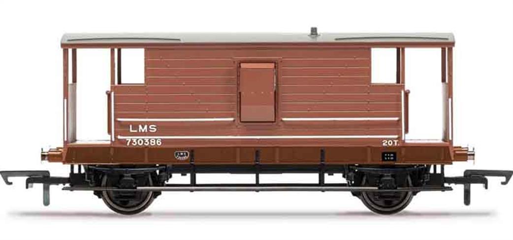 Hornby OO R6935 LMS Dia.D1919 20ton Goods Brake Van 730386 LMS Bauxite