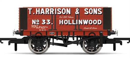 Nicely detailed model of T Harrison &amp; Sons of Hollinwood 6 plank open coal wagon number 33.