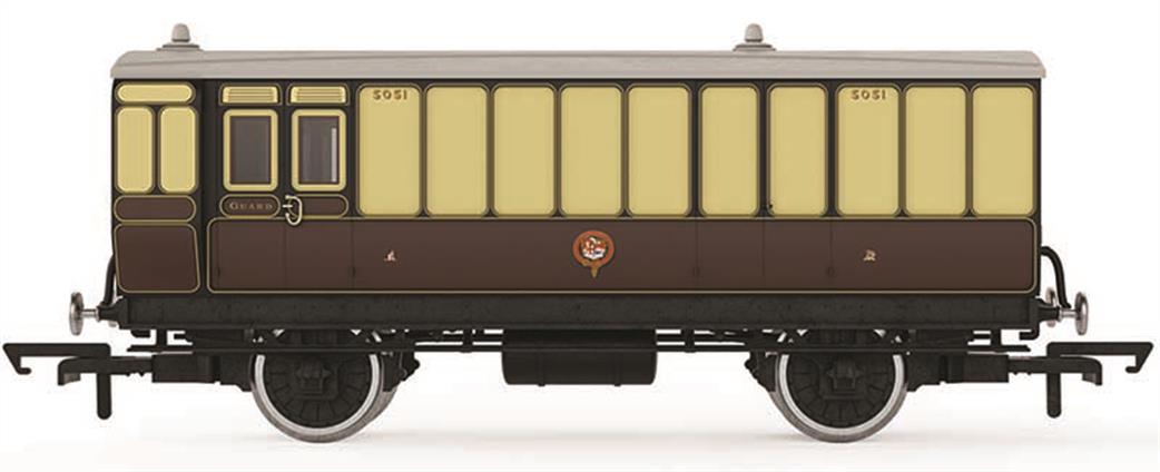 Hornby OO R40310 GWR 4 Wheel Passenger Brake Coach 505 GWR Chocolate & Cream