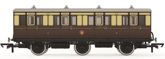 This 6 Wheeled Coach is a representation of the hundreds which served on the GWR from the Victorian era onwards, small coaches such as these proved especially good at branch line work, where their small size enabled the traversing of tight radius curves, while lower passenger numbers meant their small size was more acceptable and enabled trains to be hauled by smaller engines.