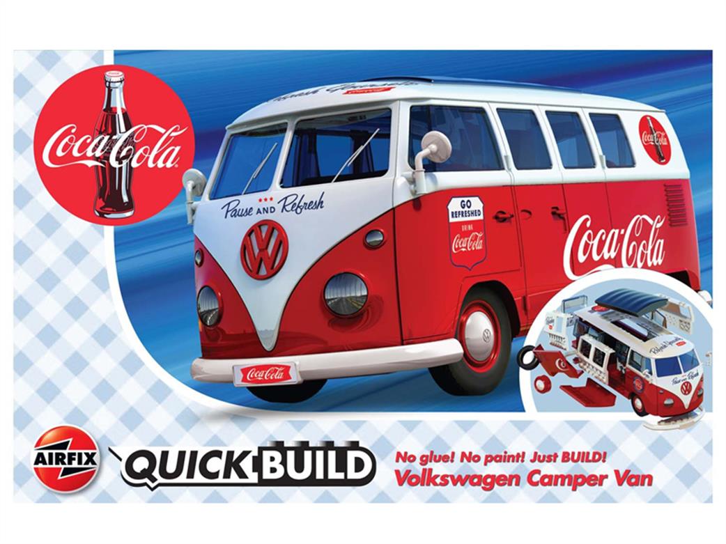 Airfix  J6047 Quickbuild Coca-Cola VW Camper Van Clip together Block Model
