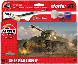 Airfix A55003 1/72nd Small Beginners Sherman Firefly Starter Set with Paint &amp; GlueNumber of Parts 31   Length 110mm   Width 36mm