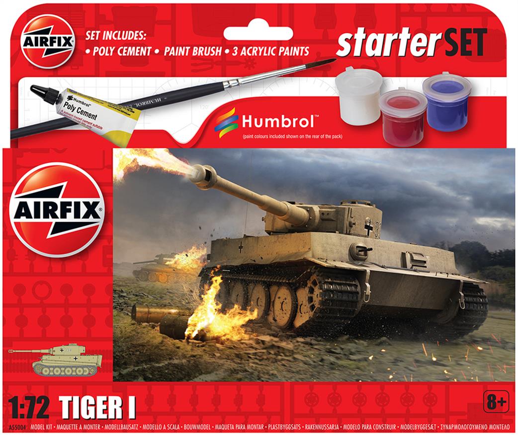 Airfix 1/72 A55004 Small Beginners Tiger 1 Starter Set with Paint & Glue