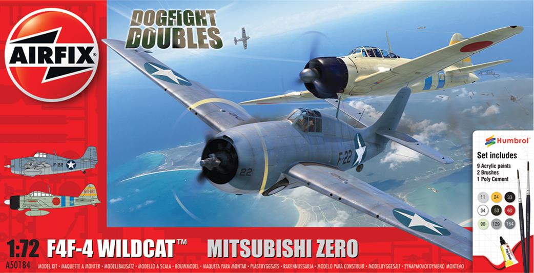 Airfix 1/72 A50184 Grumman F-4F4 Wildcat & Mitsubishi Zero Dogfight Double Gift Set