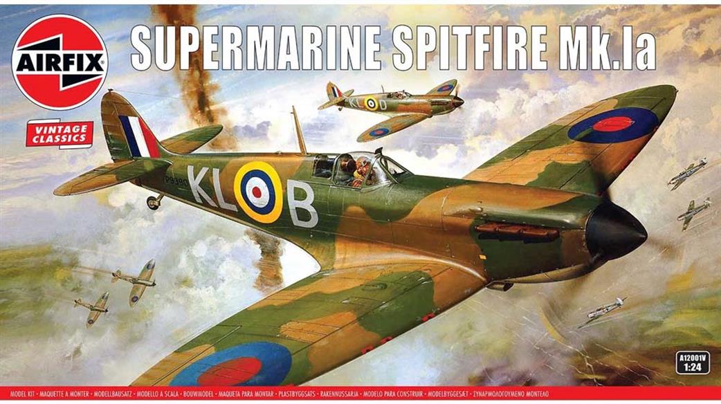 Airfix 1/24 A12001V Supermarine Spitfire Mk1a WW2 Fighter Aircraft Kit