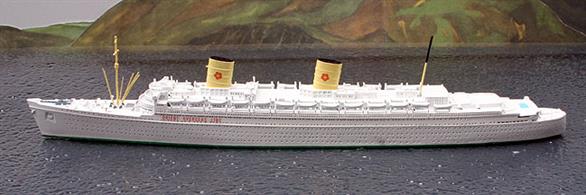 A 1/1250 scale metal model of Seawise University, ex-RMS Queen Elizabeth, by CM Miniaturen CM153A.