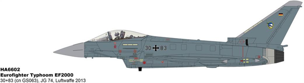Hobby Master 1/72 HA6602 Eurofighter Typhoom EF2000 30+83 (cn GS063), JG 74, Luftwaffe 2013