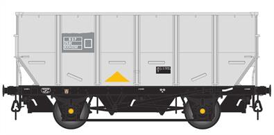 Detailed model of the British Railways 24½ton capacity coal hopper wagons, coded HOP or HOP24, later TOPS coded HUO.Model of wagon B334126N with boxed lettering on black patches and pre-TOPS code HOP.
