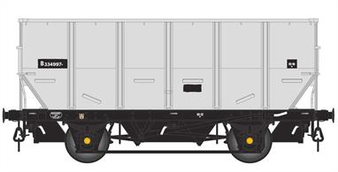 Detailed model of the British Railways 24½ton capacity coal hopper wagons, coded HOP or HOP24, later TOPS coded HUO.Model of wagon B334997 in original grey livery with white lettering on black patches.
