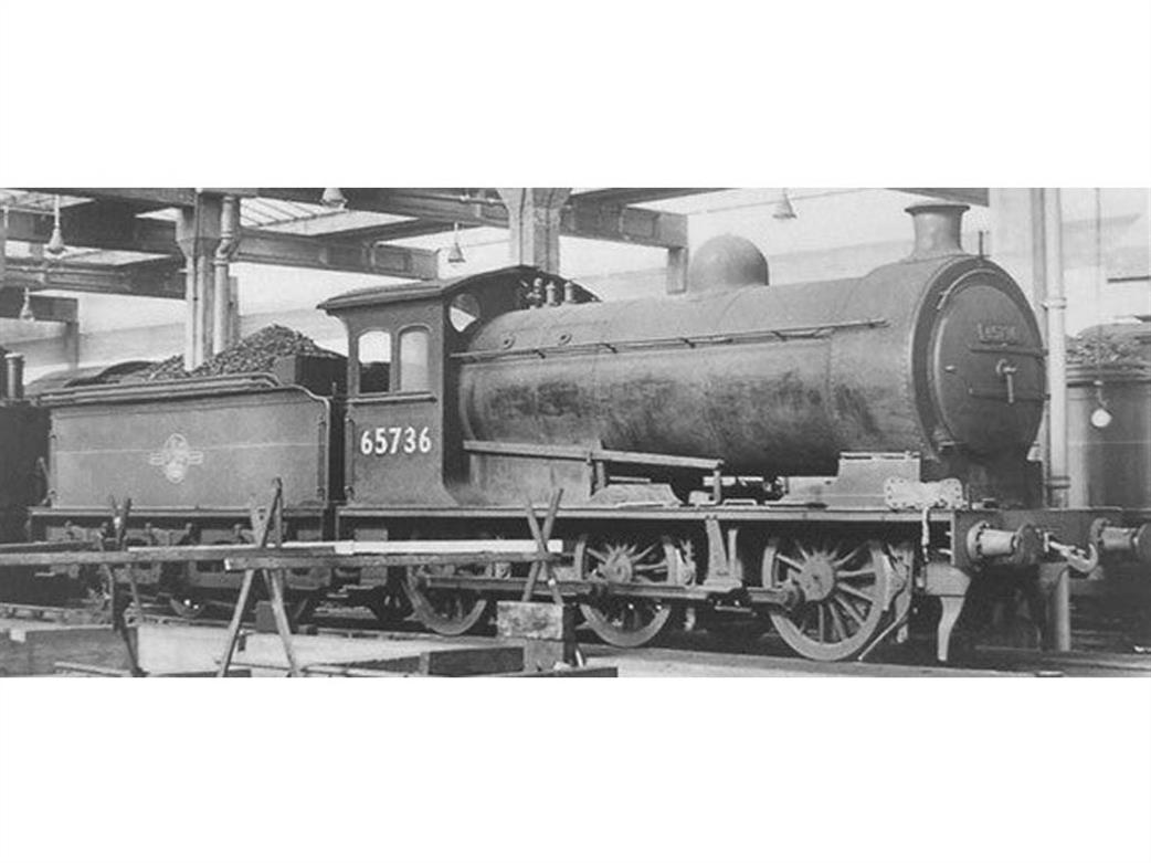 Oxford Rail OR76J26003 BR 65736 Class J26 0-6-0 Goods Engine Black Late Crest OO