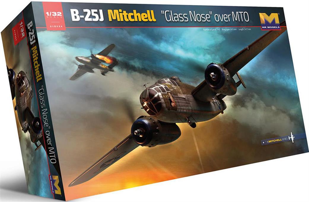 Hong Kong Models 1/32 HK01E24 B-25J Mitchell Glass Nose US Airforce WW2 MTO Bomber Plastic Kit