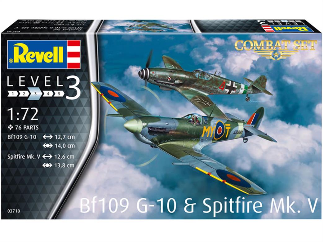 Revell 1/72 03710 Bf109G-10 & Spitfire Mk.V Aircraft Kits Combat Set