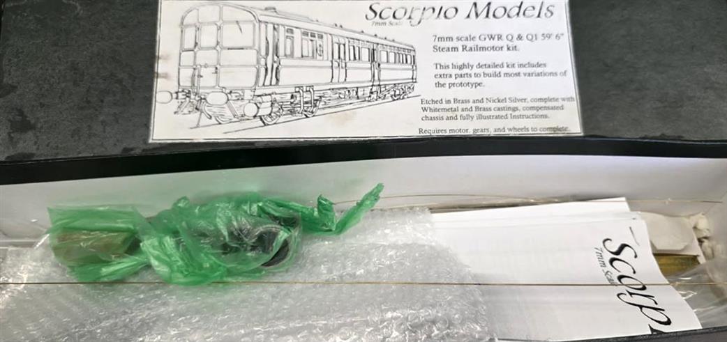 Preowned O Gauge Railmotor Scorpio Models GWR Q & Q1 59'6 Steam Railmotor Kit