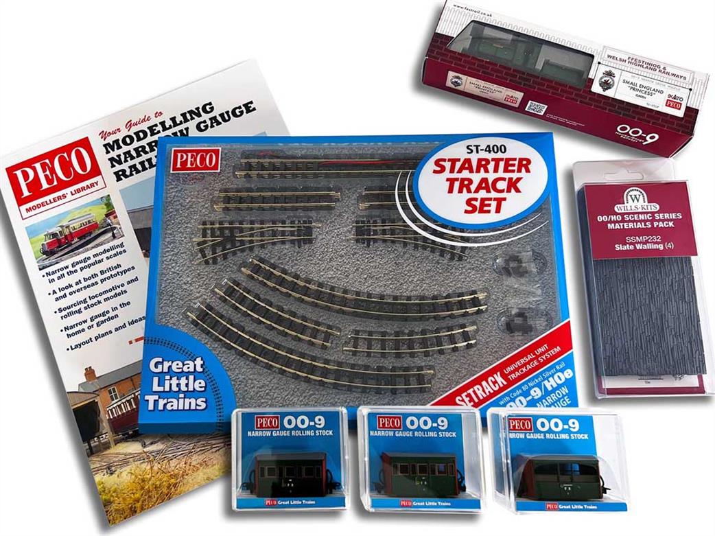 Peco OO9 GR-Festiniog Festiniog Railway Narrow Gauge Starter Pack Festiniog Railway Train & Track Pack