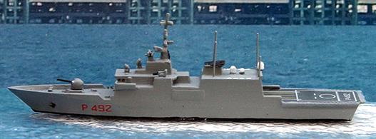 A 1/1250 scale waterline ship model of Comandante Bettica P 492 of Italy in 2002 by Twelve-Fifty Models cast and finished by Rhenania TF013C