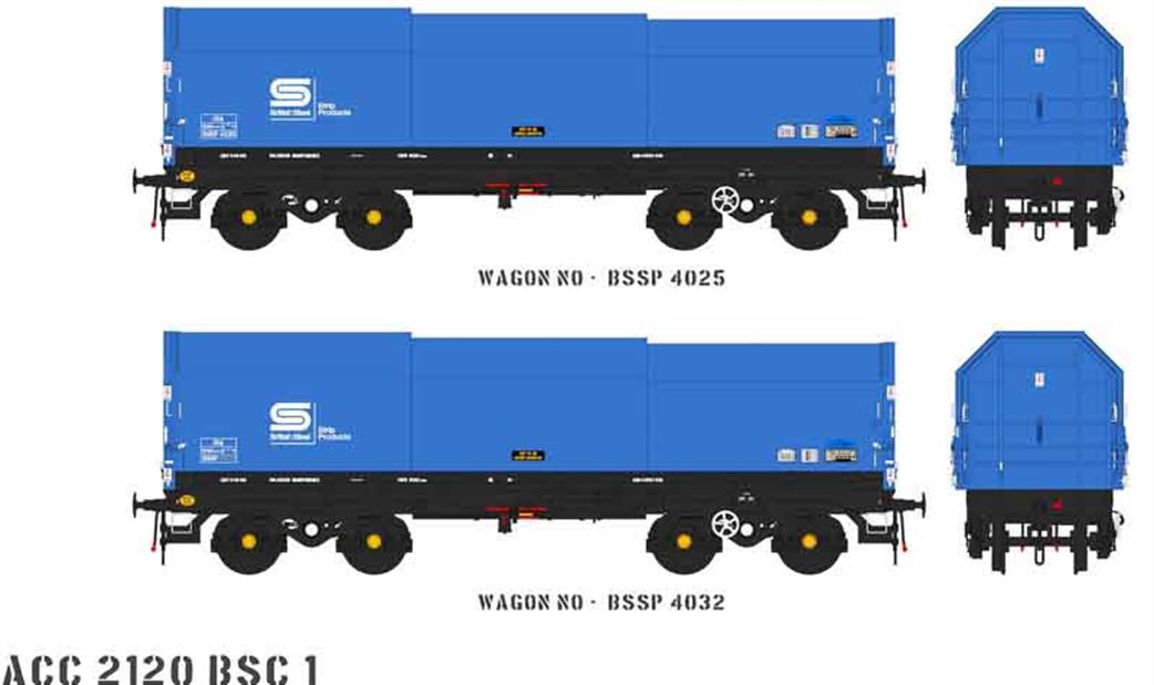 Accurascale OO ACC2120BSC1 British Steel JSA Covered Steel Coil Wagon Twin Pack 1