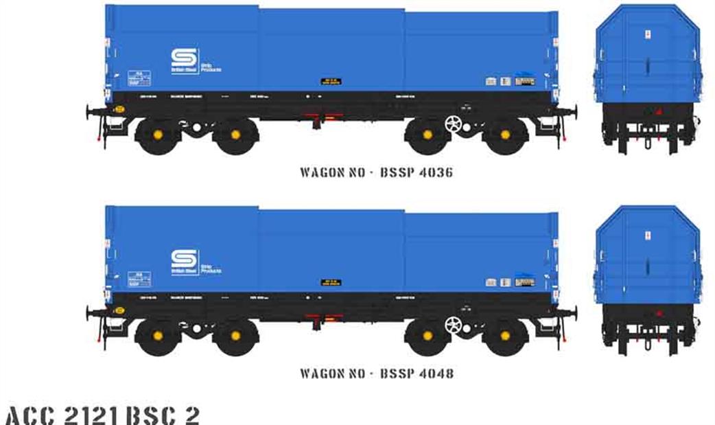 Accurascale ACC2121BSC2 British Steel JSA Covered Steel Coil Wagon Twin Pack 2 OO