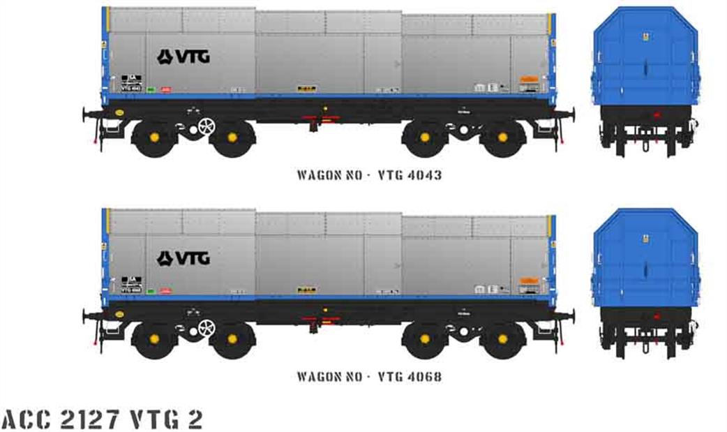 Accurascale OO ACC2127VTG2 VTG JSA Covered Steel Coil Wagon Twin Pack 2