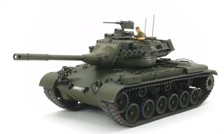 This kit is a Tamiya-Italeri Series collaboration. The kit itself is a significantly updated version of the original Italeri M47 Patton combined with Tamiya figures, machine gun parts, plus new West German markings and parts, as well as Tamiya instructions. The M47 Patton began deployment in 1952, but was rather quickly superseded by the M48; M47s were thus supplied by the U.S. to friendly nations in the west such as Italy and West Germany.