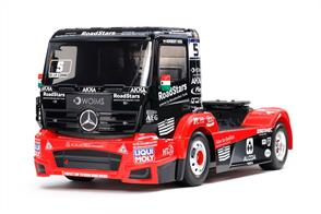 Tamiya 58683 1/14th Mercedes Tankpool 24 MP4 RC Racing Truck KitThis model recreates the Mercedes Actros as raced by the Tankpool 24 team in the 2019 ETRC (European Truck Racing Championship)Length: 441mm, width: 188mm. Wheelbase: 257mm. 