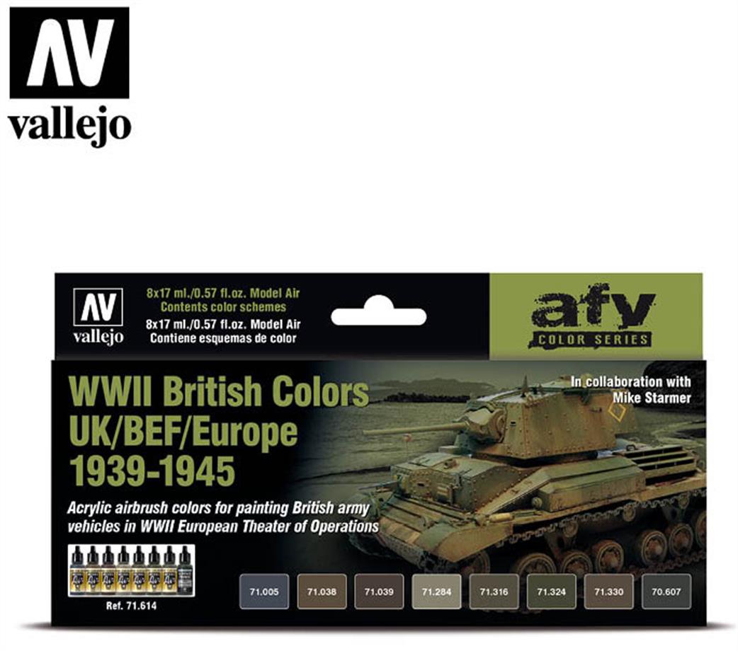 Vallejo 71614 WW2 British Colors UK BEF Europe 1939-1945 Paint Set