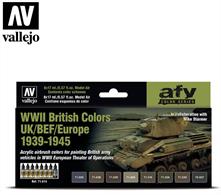 The set includes all the references needed to paint any type of British army vehicles, used between 1939 and 1945, beginning with the forces stationed in British territory, the Expeditionary forces in France and the forces in Italy and on the European front. To determine the colors of this set we have been assisted by the expert Mike Starmer.